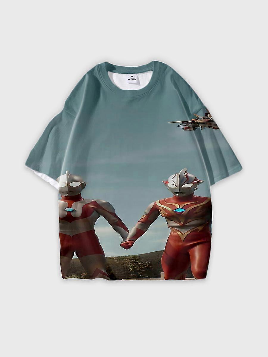 T-shirt round neck Role Pattern loose short sleeve C1910