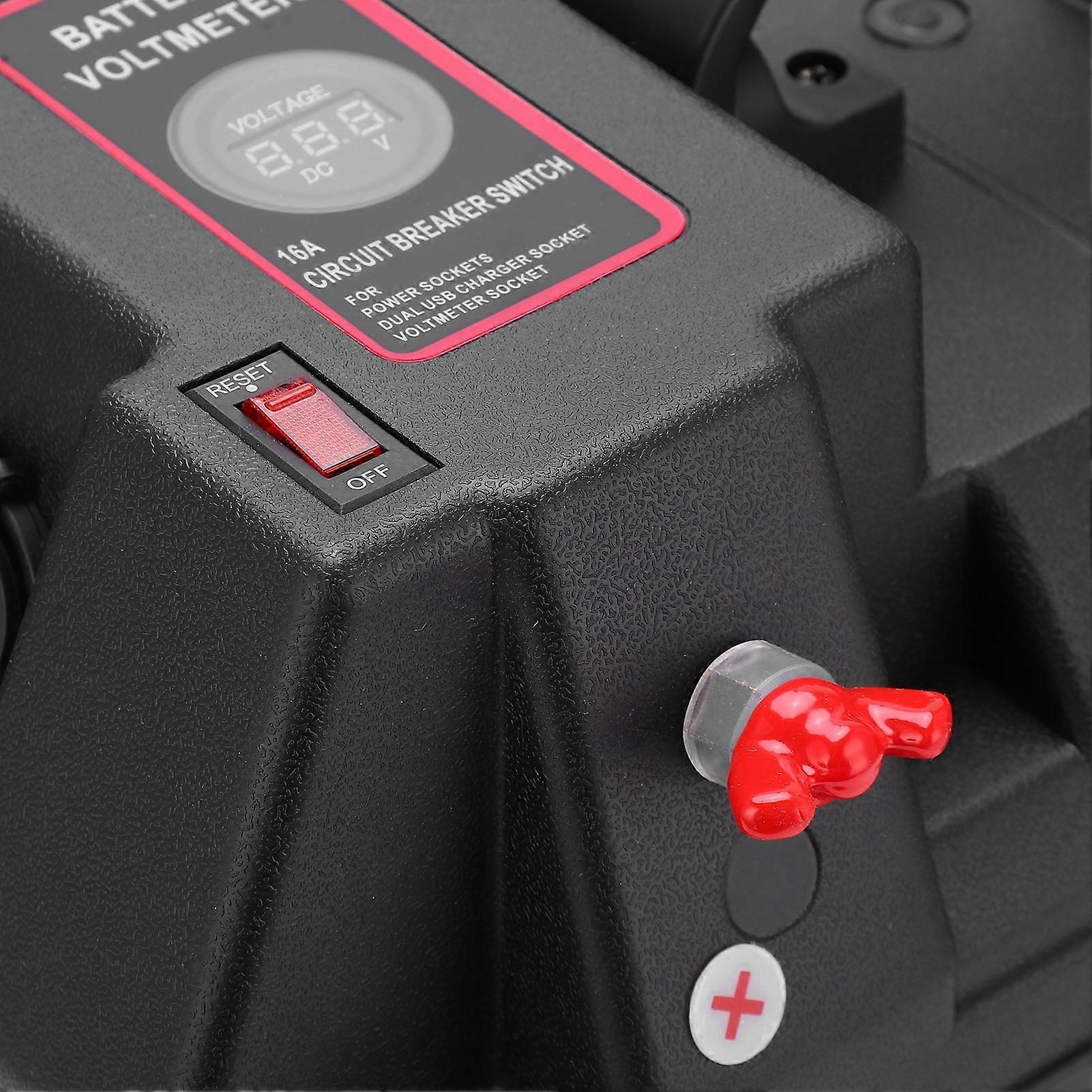 Motor Backup Battery Box Power Center Portable Marine Accessary with Voltmeter for Car RV Yacht Ship 12V