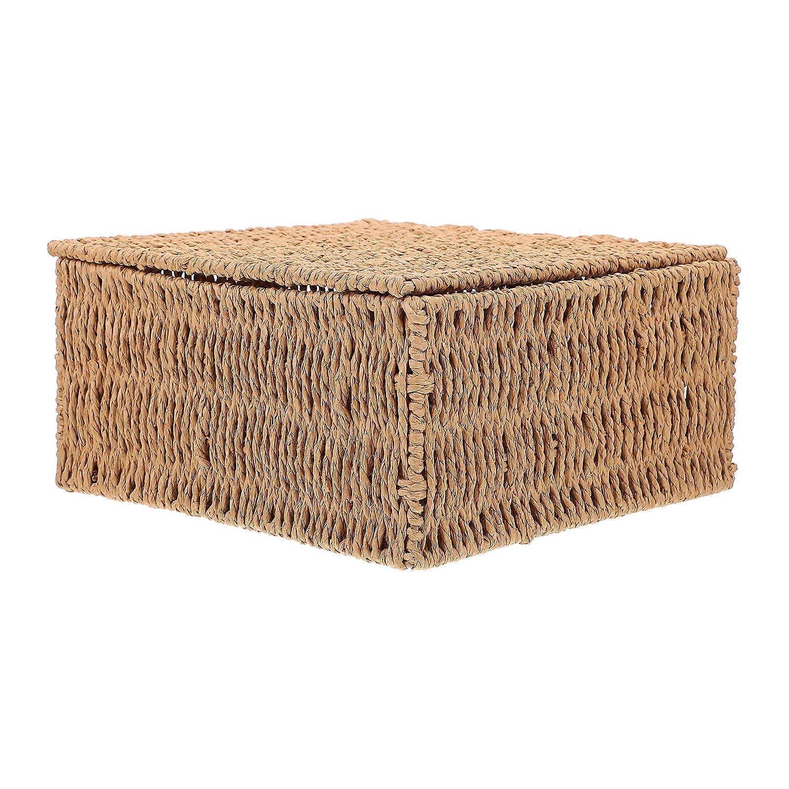Clamshell Storage Basket Box For Home 23X23X12CM Dustproof 1Pack Rustic Look Design