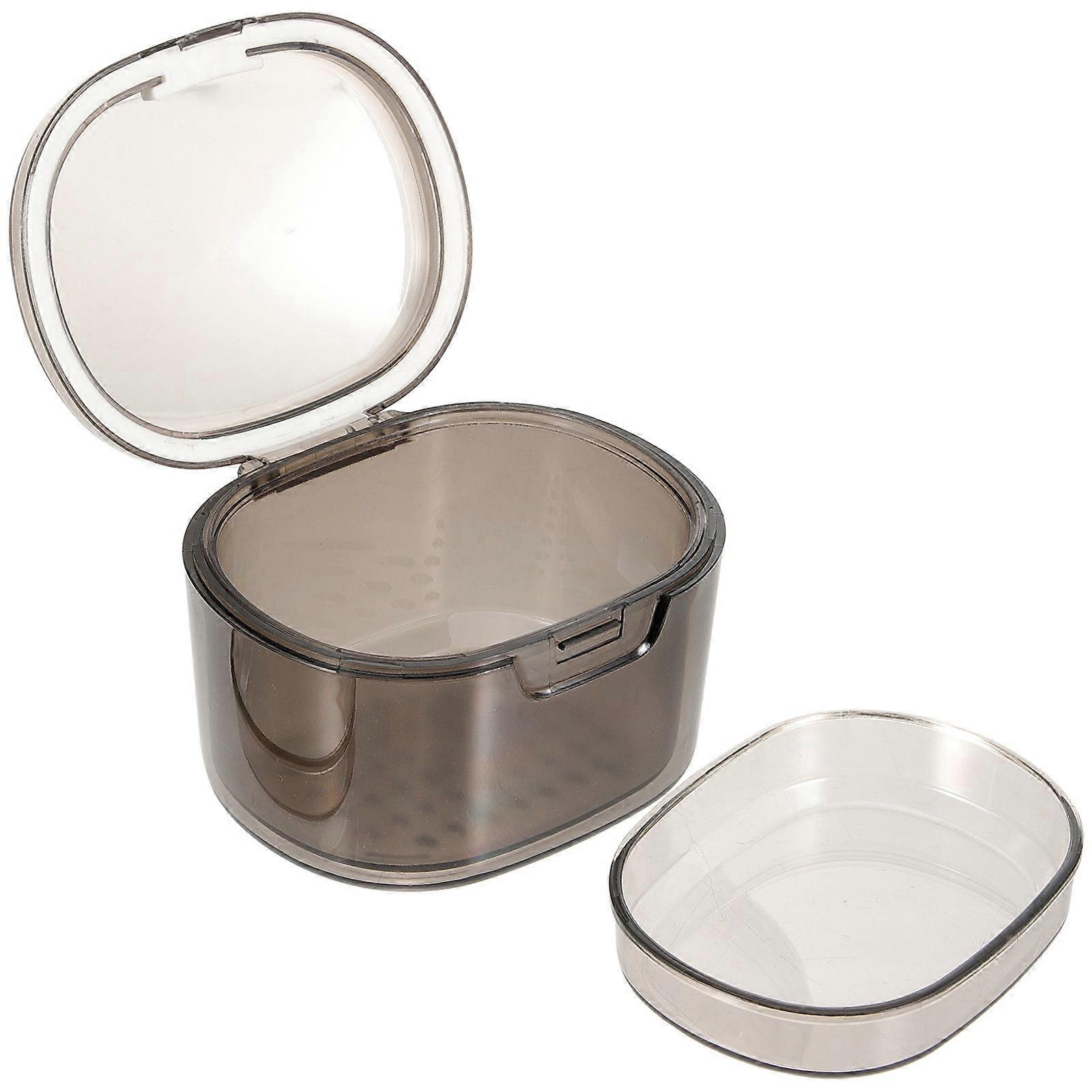Compact Design False Tooth Case For Travel And Daily Use In Grey Waterproof 1Pcs