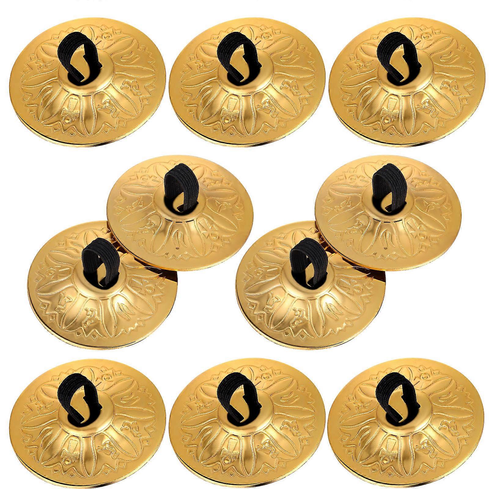 Golden Copper Finger Cymbals for Playing Safe Durable Mini Size with Metallic Luster 10pcs