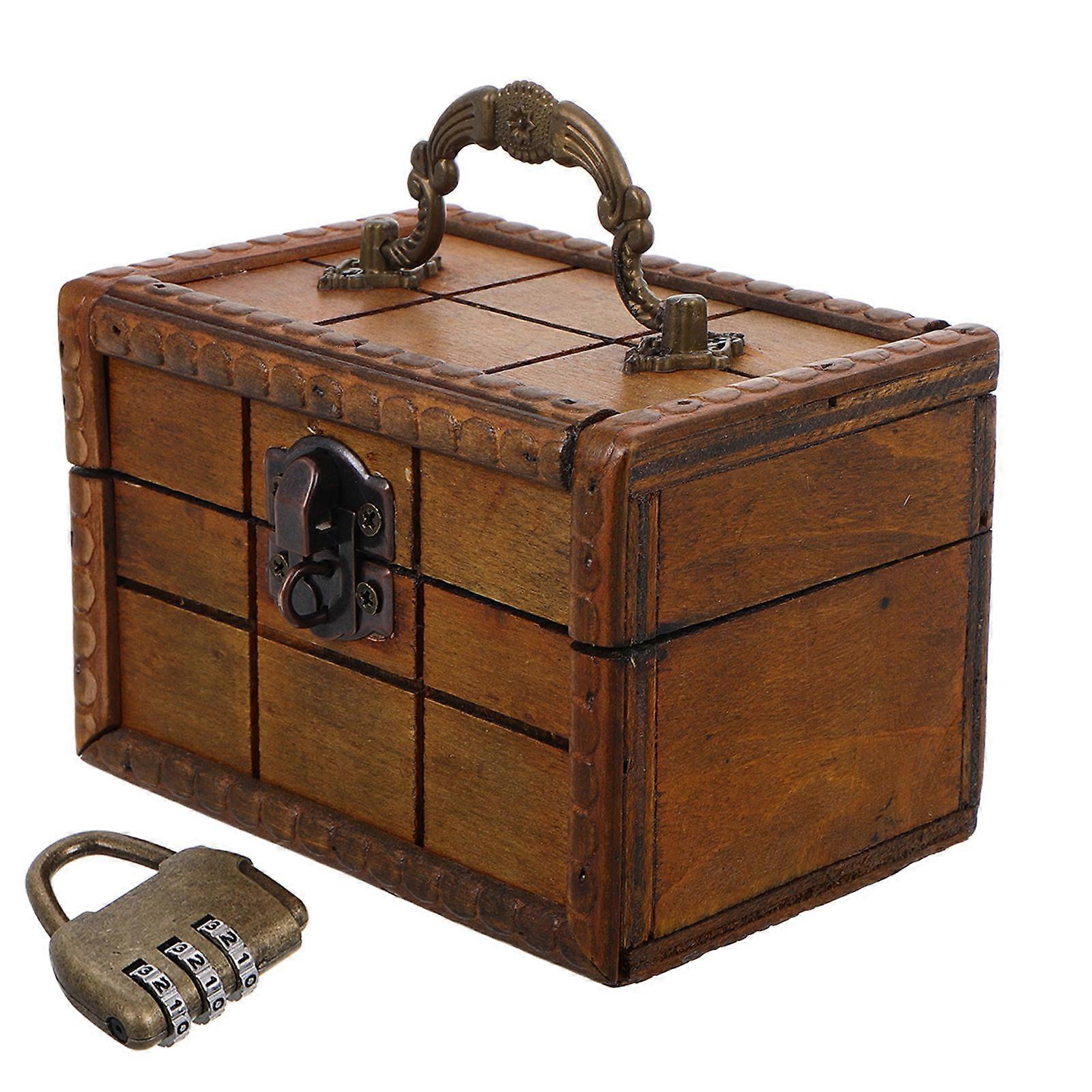 Rustic Wooden Storage Box Antique Jewelry Case Home Decoration Chocolate 11.90X8.00X8.00CM 1Pack
