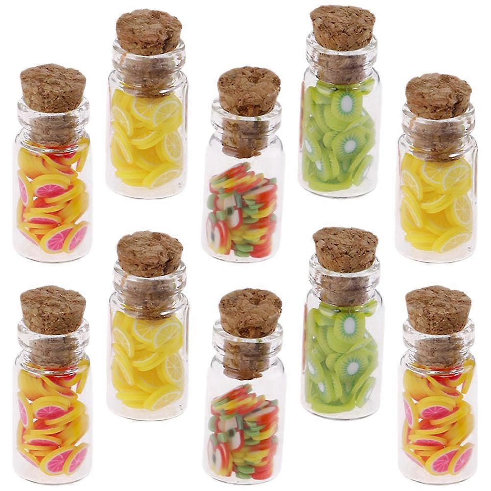 10pcs Miniature Food Jars for Dollhouse Kitchen Decoration – Realistic Pretend Play Bottles with Fruit & Candy Designs