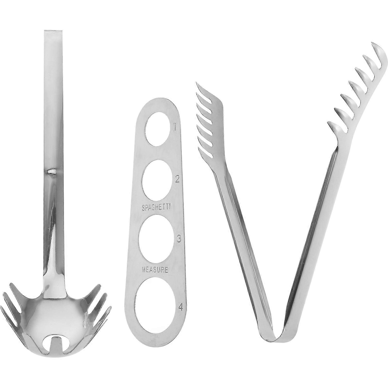 Stainless Steel Spaghetti Measuring Tool Set Includes Pasta Fork Slotted Spoon for Easy Serving 3 Piece Set