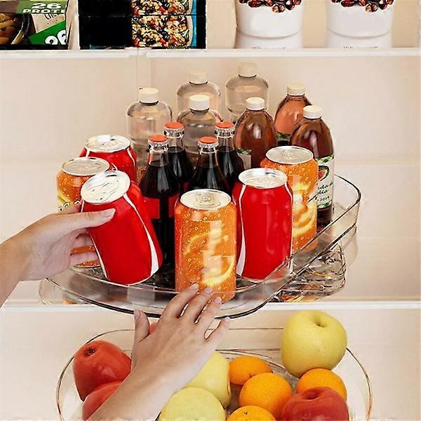 Refrigerator Storage Tray, Clear Rotating Fridge Lazy Susan Turntable Organizer for Fridge, -Dining Table, Cabinets