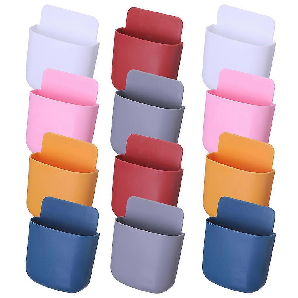 Rectangular Remote Controller Holder 12Pcs Punch Free Wall Mount Organizer for Keys and Phone in Bedroom