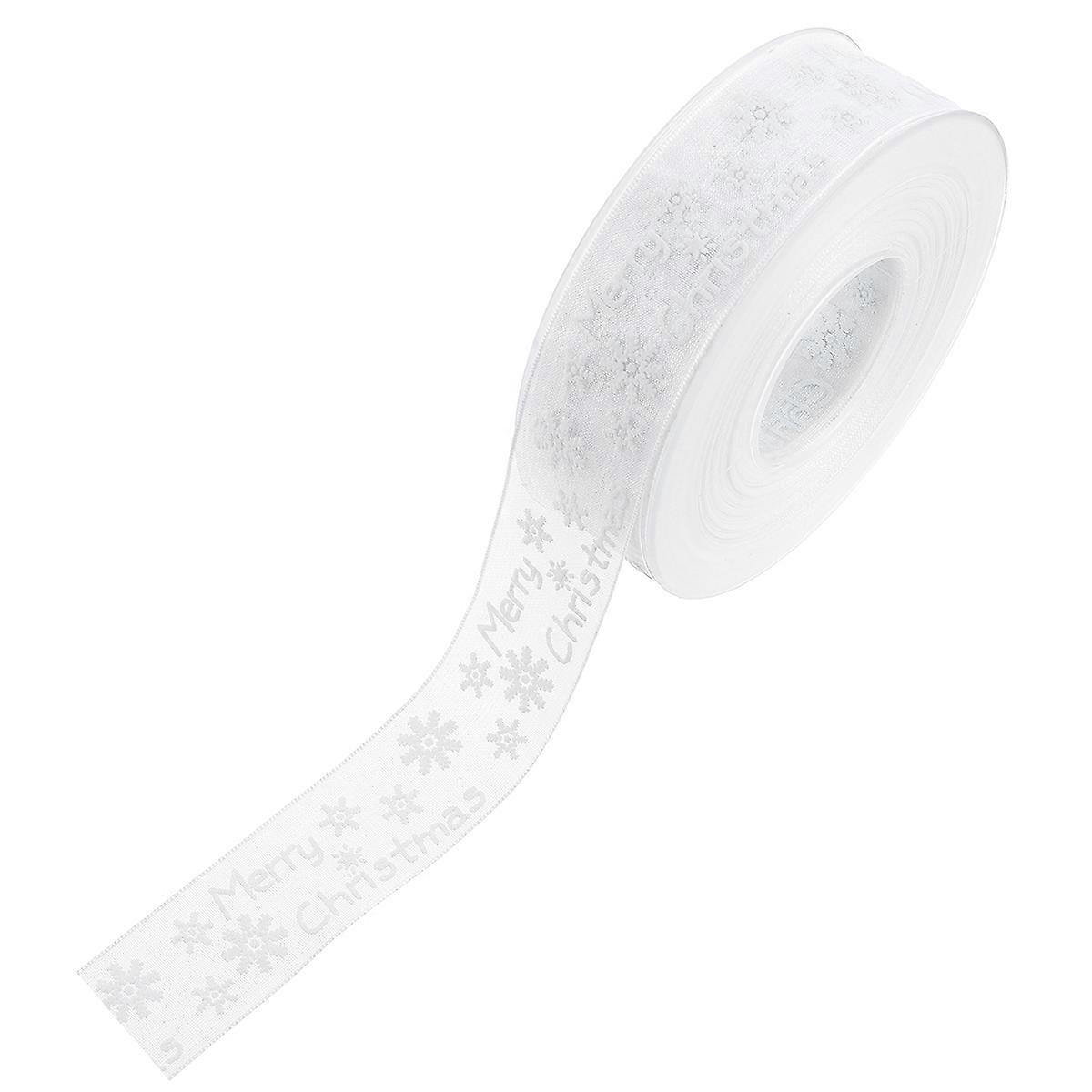 Snowflake Christmas Wrapping Ribbon White Crafting Ribbon for DIY Wrapping, Party Decorations, and Scrapbooking