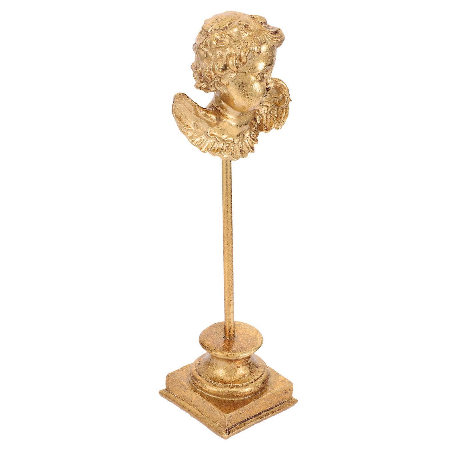 Home Statues Resin Small Angel Sculpture Luxury Artistic Visual Enjoyment 28x10cm Golden 1Pack