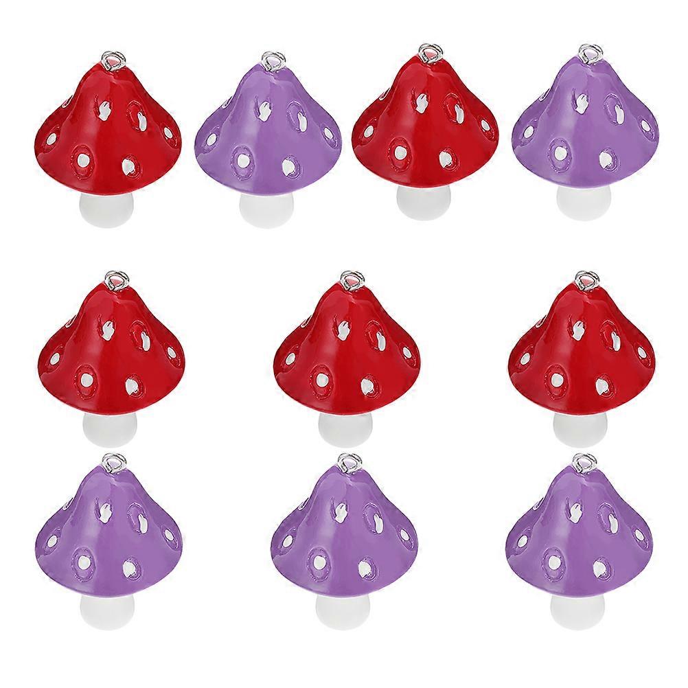 10Pcs Colorful Mushroom Pendants Resin Mushroom Charms For Jewelry Making Suitable For DIY Projects Assorted Color Durable