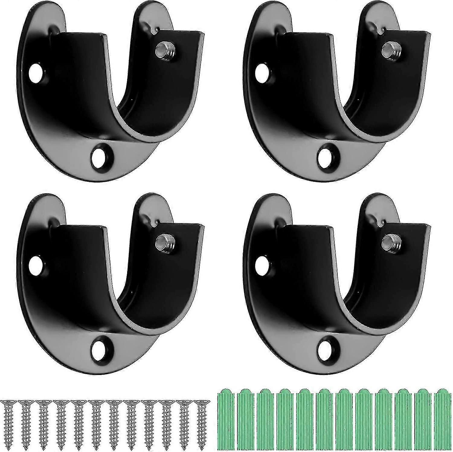 4 قطع U على شكل ستارة رود ، 25 مم ستارة رود نهاية قوس ، الفولاذ المقاوم للصدأ خزانة مآخذ القطب ، قوس شفة ، خزانة رود نهاية مع مسامير ، أسود