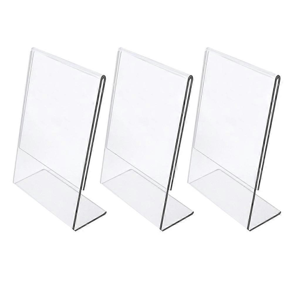 Desktop Display Sign Holder 3Pcs Back Acrylic Menu Frame Stand Transparent For School And Library Waterproof Insertion