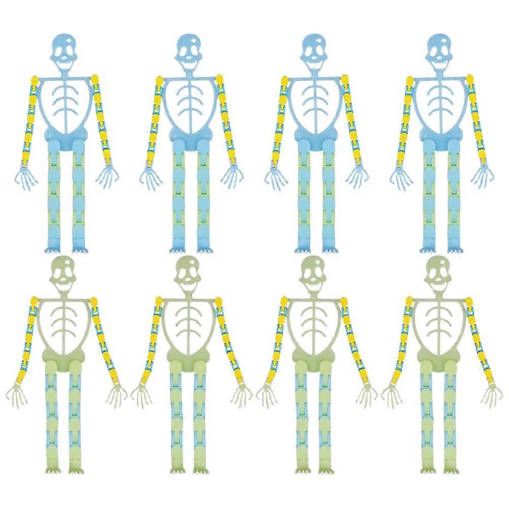 8pcs Halloween Skeleton Models for Haunted House Decorations Spooky Prank Props to Create Horror Atmosphere (Blue/Green)