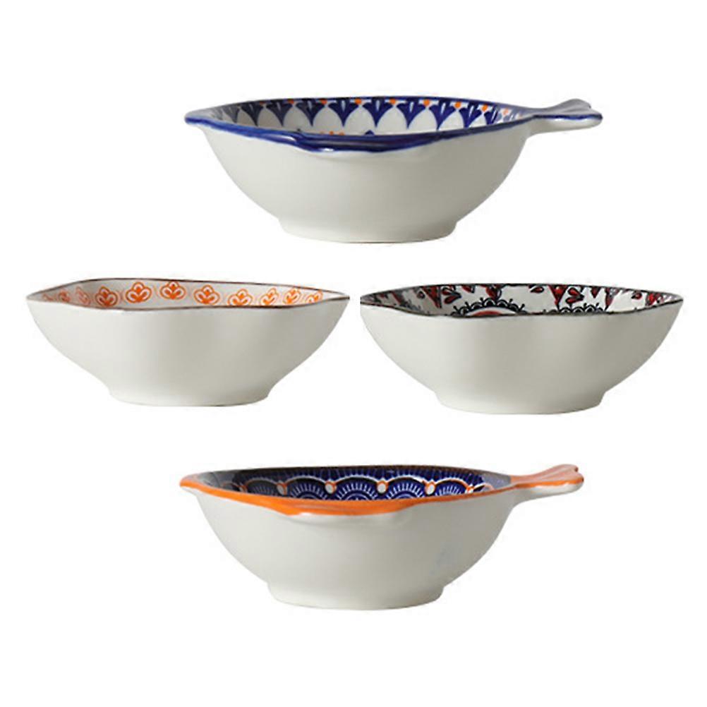 Ceramic Sauce Dish 4Pcs For Restaurant Use In Bohemian Style With Delicate Shaped For Table Decoration