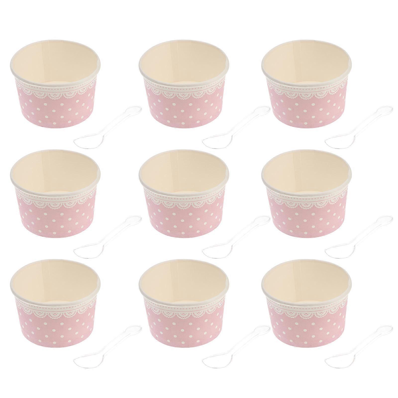 Ice Cream Cup Paper Cups for Dessert 100Sets with