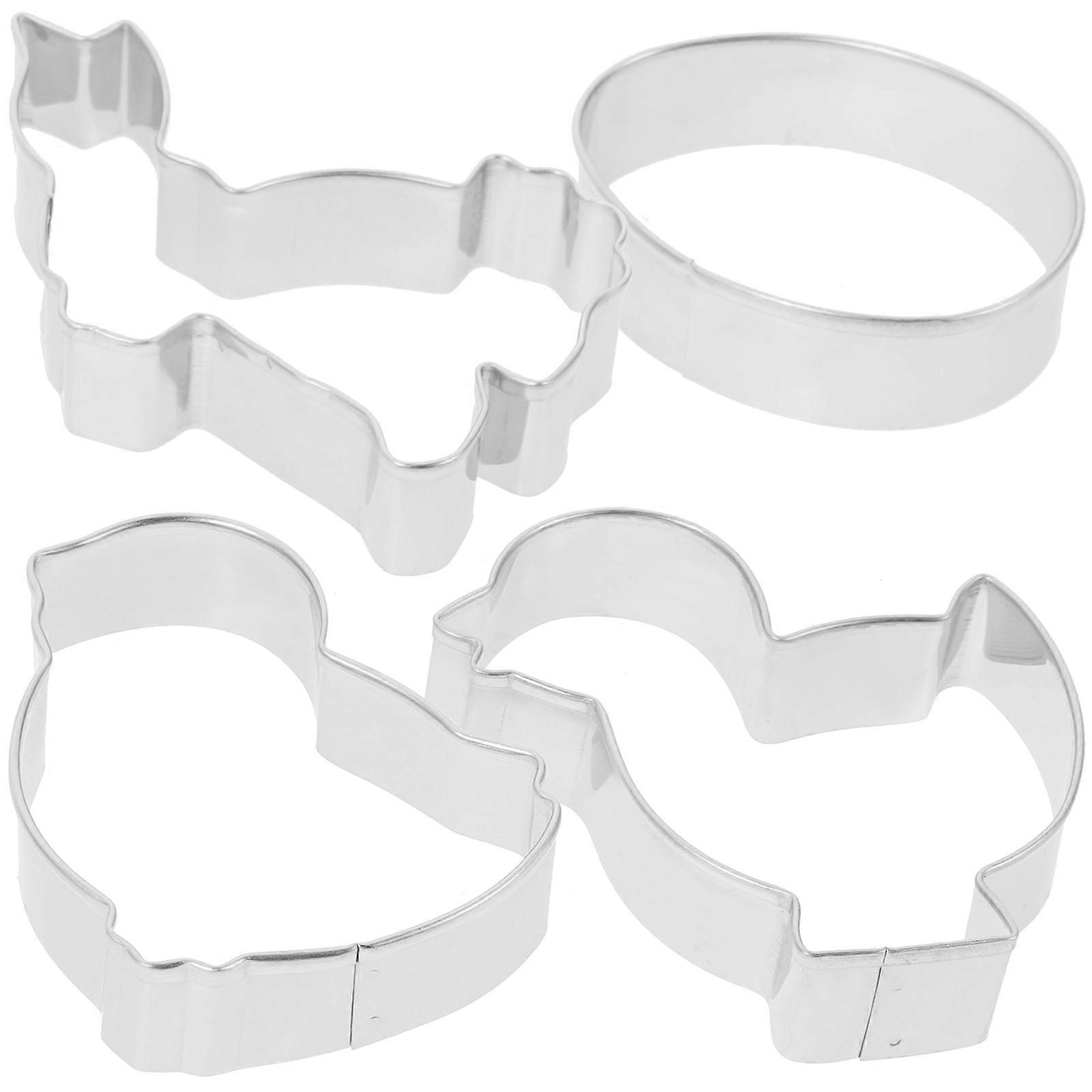 8pcs Stainless Steel Animal Cookie Molds Baking Kit Resistant Biscuit Cutters with Rabbit, Easter Egg, Duck, Chick Shapes for Kitchen Pastry Tools