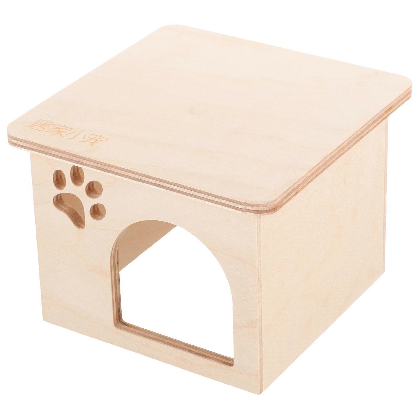 Natural Wood Hamster Hideout House with Climbing Ladder – Safe and Comfortable Wooden Hideaway for Hamsters and Small Pets