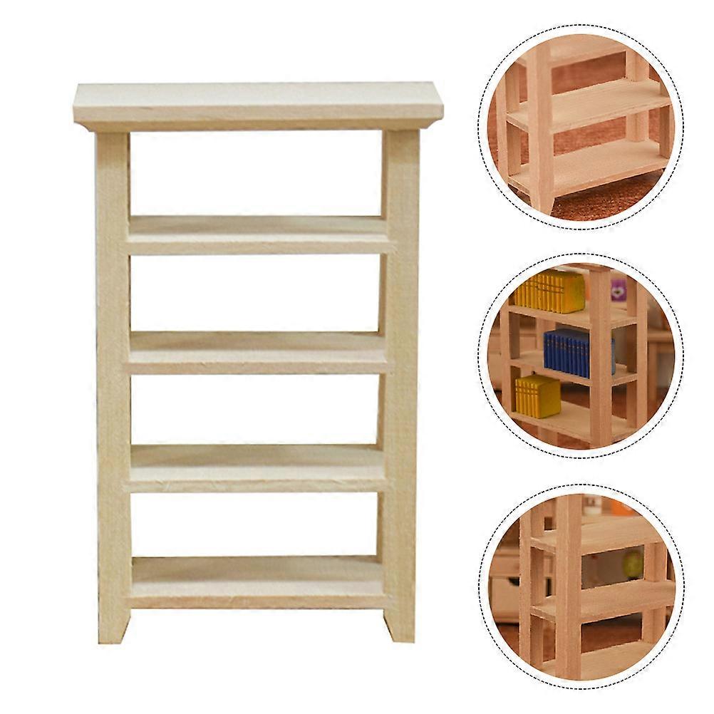 Mini Wooden Bookshelf For Dollhouse Miniature Display Model Enthusiasts 12.7X8.3X3.6Cm Decoration 1Pack