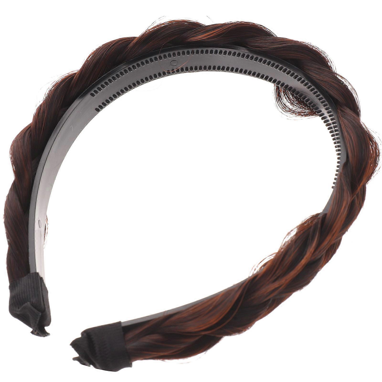 Brown Synthetic Fiber Hairband for Decoration Durable and Practical Wide Size Fits Most