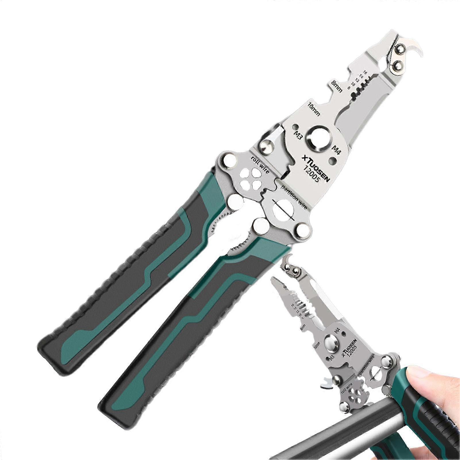 Cable Cutter Pliers, Foldable Wire Stripper Tool, Compact Multifunctional Power Tool for Home Electrical Maintenance