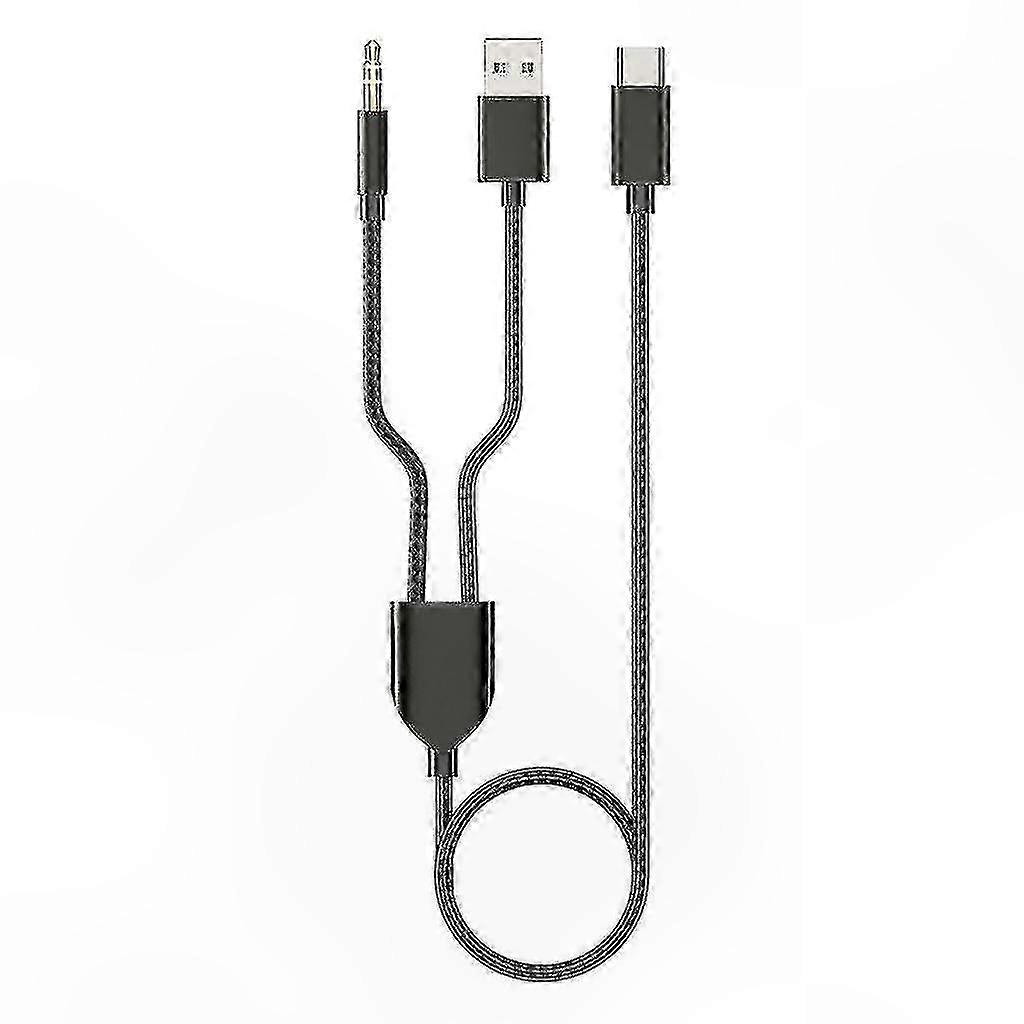 2-in-1 USB C to USB A and 3.5mm o Cable for Car Stereo Sound System Connection