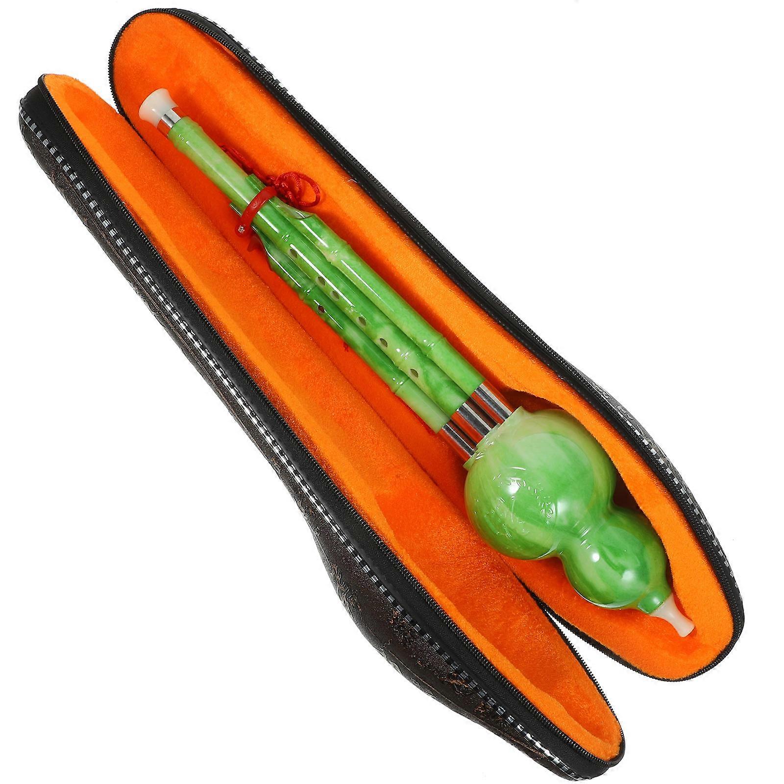 Seven-hole Hulusi B Flat Resin Instrument for Home Use Smooth Surface Bright Green Color