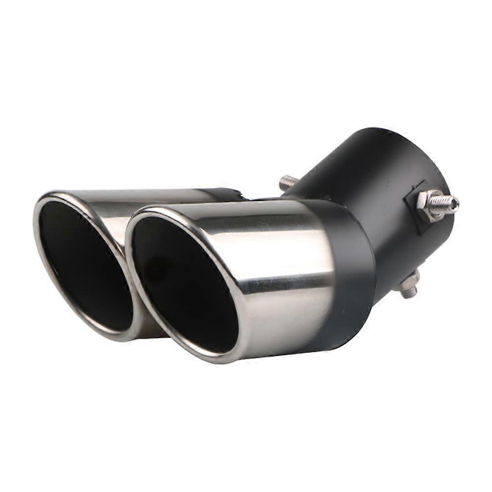 Exhaust Trims Dual Outlet Tailpipe Stainless Steel Slanted Rolled Edge Universal Black Silver Silencer for Cars