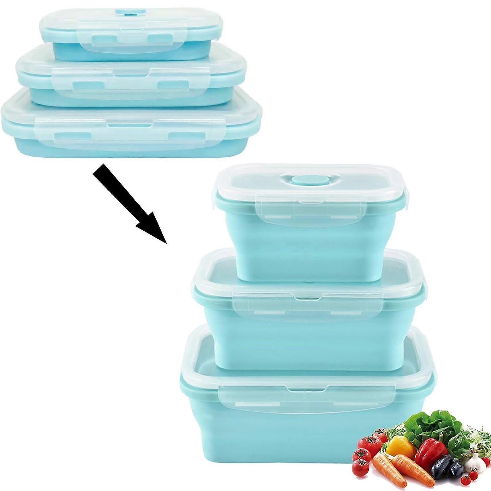 Silicone Lunch Box Collapsible Bento Box With Lid Microwave Safe Dishwasher Safe Freezer Safe