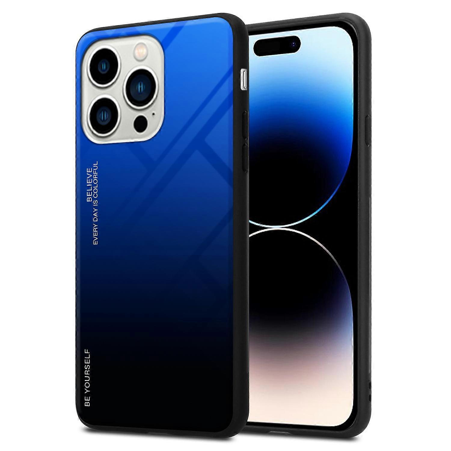 Case iPhone 14 PRO MAX TPU Protective Case - Back Cover with Protective Glass - Two-Tone