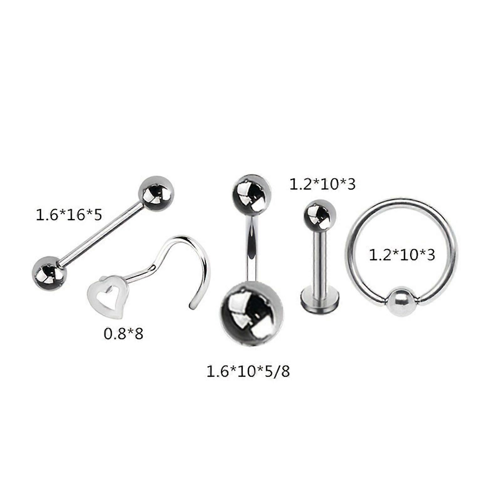 Stainless Steel Piercing Tool Kit Body Piercing Jewelry Set Lip Nose Ear Navel Button Rings Non-Rusting Non-Fading with Opening Pliers Piercing Needle