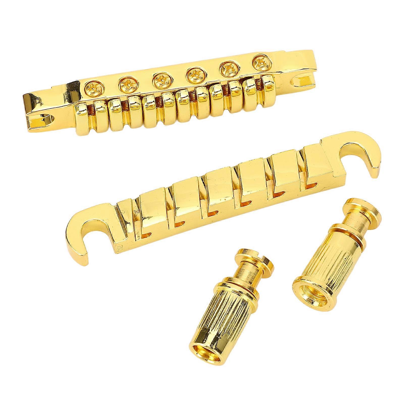 Split Guitar Bridge Zinc Alloy 10.4mm Adjustable String Spacing Gold