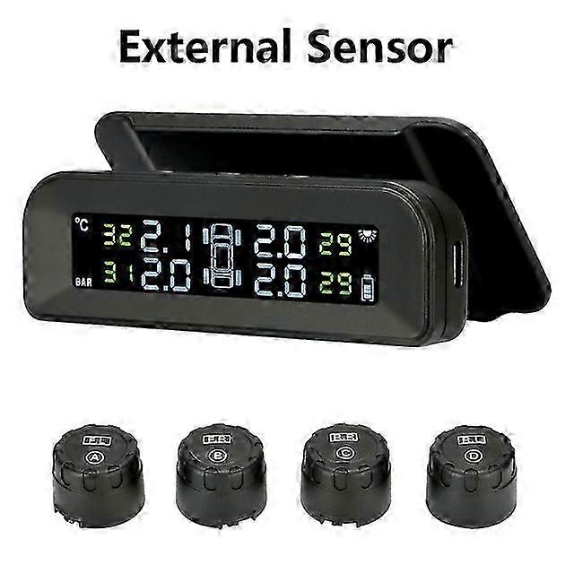 Smart car TPMS tire pressure monitoring system solar digital clock ...