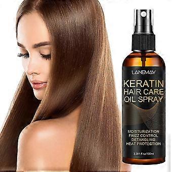 100ml Keratin Hair Care Oil Spray - Multifunktionale Behandlung zur Befeuchtung, Frizz-Kontrolle, Entwirrung und Hitzeschutz