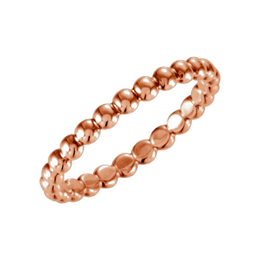 14k Rose Gold Polished Beaded Stackable Ring Stackable Ring for Women - Ring Size: 5 to 7