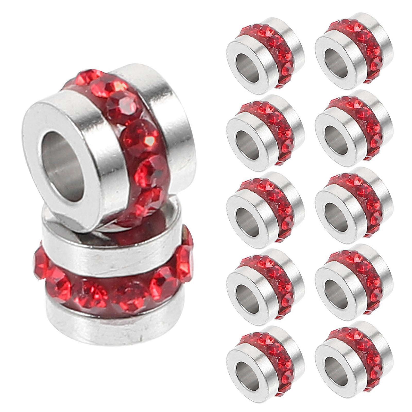 10pcs Red Rhinestone Spacer Beads for Jewelry Making Necklace Bracelet Crafting Supplies 10mm