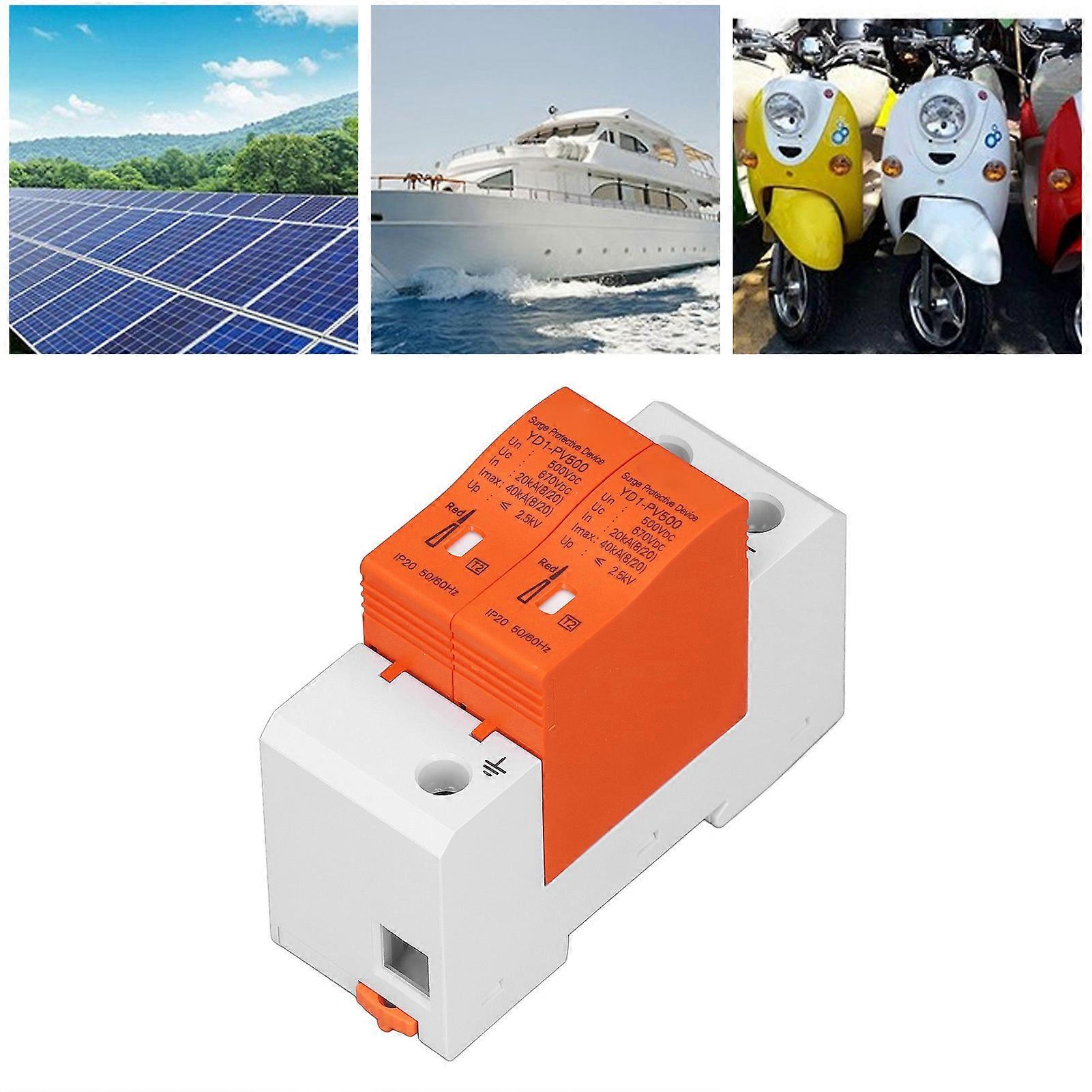 DC Surge Protector 2P 500V 20kA Modular Visual Alarm Device