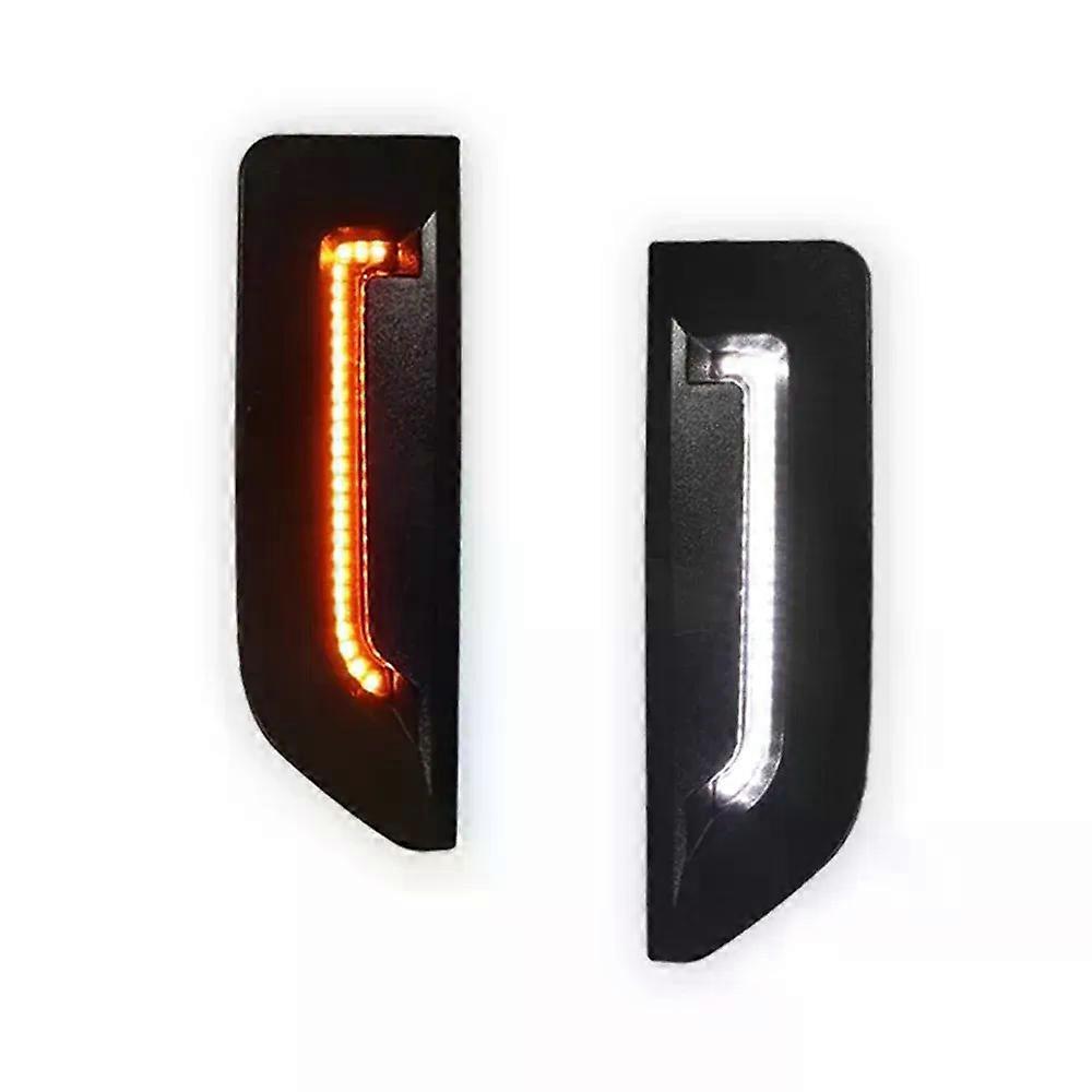 For Ford Bronco 2021 2022 2023 2024 Dual-color Amber Dynamic LED Front Fender Side Marker Turn Signal w/ White DRL/Parking Light