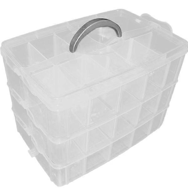 Three Layer Plastic Storage Box for Cosmetic Storage with Handle