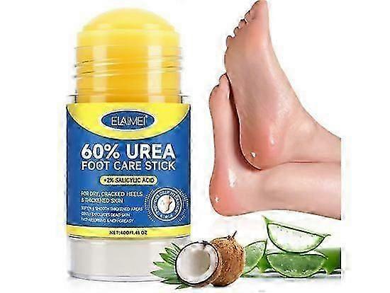 60% Urea + 2% Salicylic Acid Foot Care Stick - Moisturizing Foot Cream for Dry Cracked Feet, Knees, Elbows & Hands - Callus Remover & Skin Softener wi
