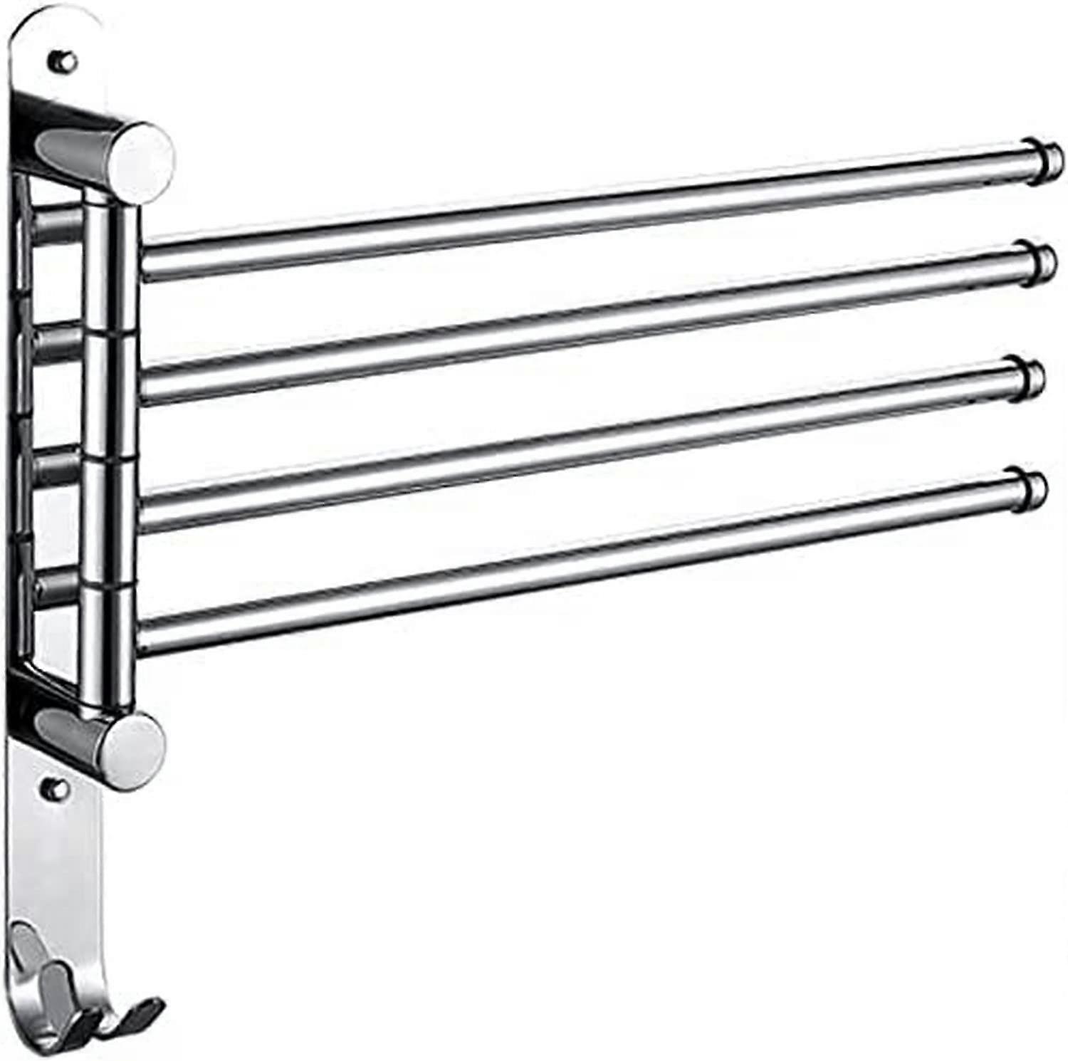 Towel Rack Stainless Steel Swing Out Towel Bar With Hooks 2/3/4/5Bar Wall Mounted Swivel For Pool Bathroom
