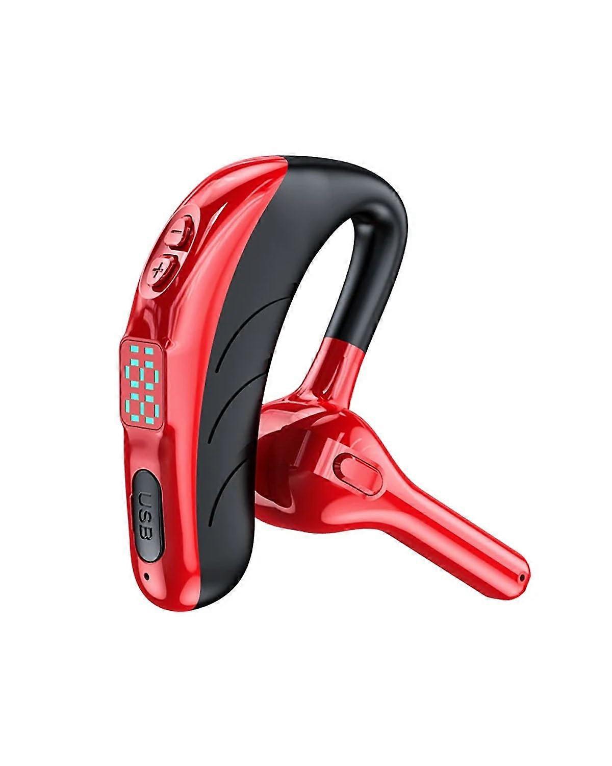 InEar Headphone X13 SingleEar Bluetooth 5.1 Long Standby Red Hands Earpiece For Business Gaming Sports Noise Reduction