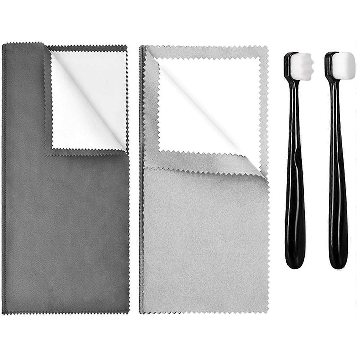 Silver Jewellery Cleaner Kit - Ultra-Soft Brushes + Dual Polishing Cloths for Sterling Silver & Scratch-Free Cleaning