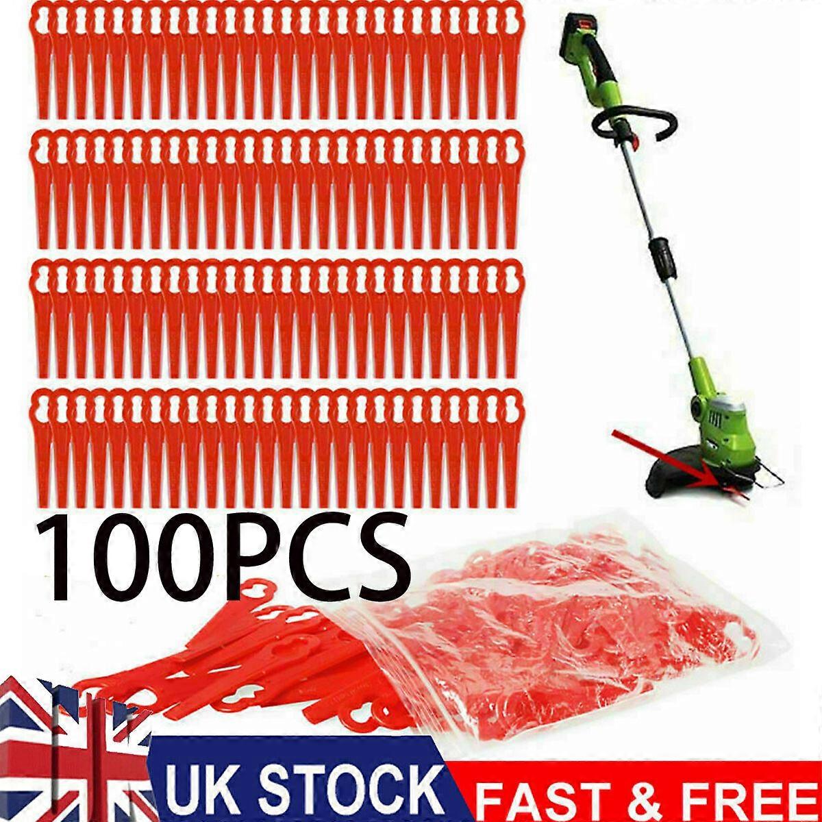 100pcs Plastic Blades Set Cutter Replace For Cordless Grass Trimmer Strimmer UK