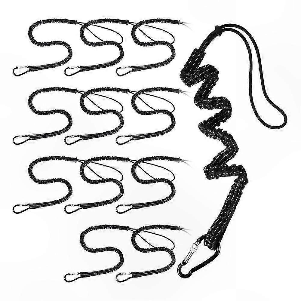 Black Tool Lanyard Set with Metal Buckle and Loop End, 12-Pack