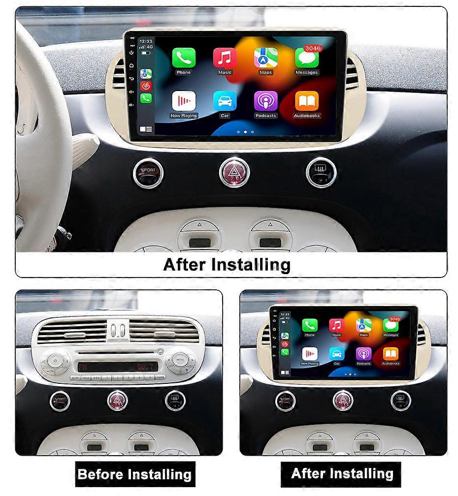 Car Multimedia Player For Fiat 500 2007 - 2015 CarPlay Android Auto Stereo Radio GPS Navigation Autoradio Bluetooth 2Din Video Touch / White