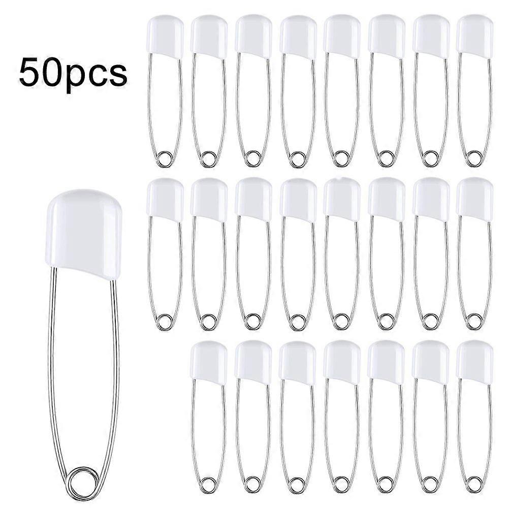 50pcs Stainless Steel Safety Pins Baby Safety Plastic Head Cloth Safety Pins with Lock
