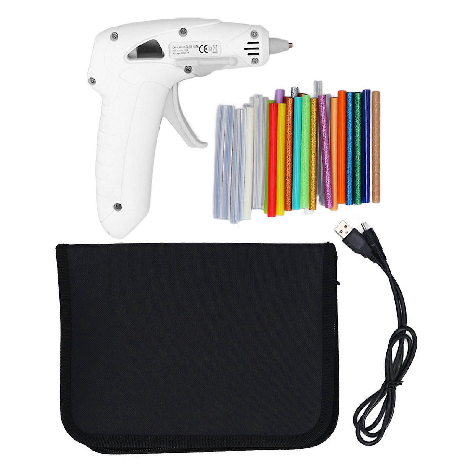 Kit de pistolet à colle chaude sans fil, mini pistolet à colle rechargeable à chauffage rapide avec 30 bâtons, 3 V à 4,7 V, blanc