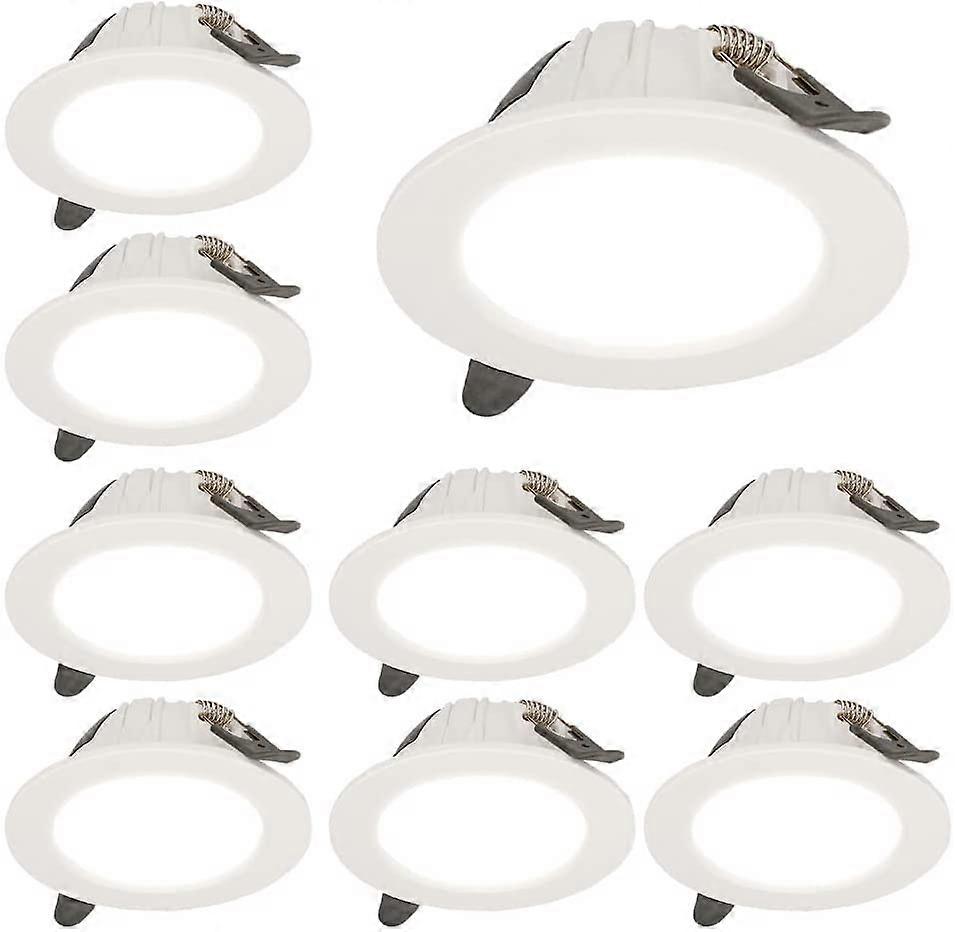 LED Round Recessed Ceiling Lighting Set Of 9, 6Inch Canless Downlights, 5W20W Wafer Light, Retrofit Concealed Mounted