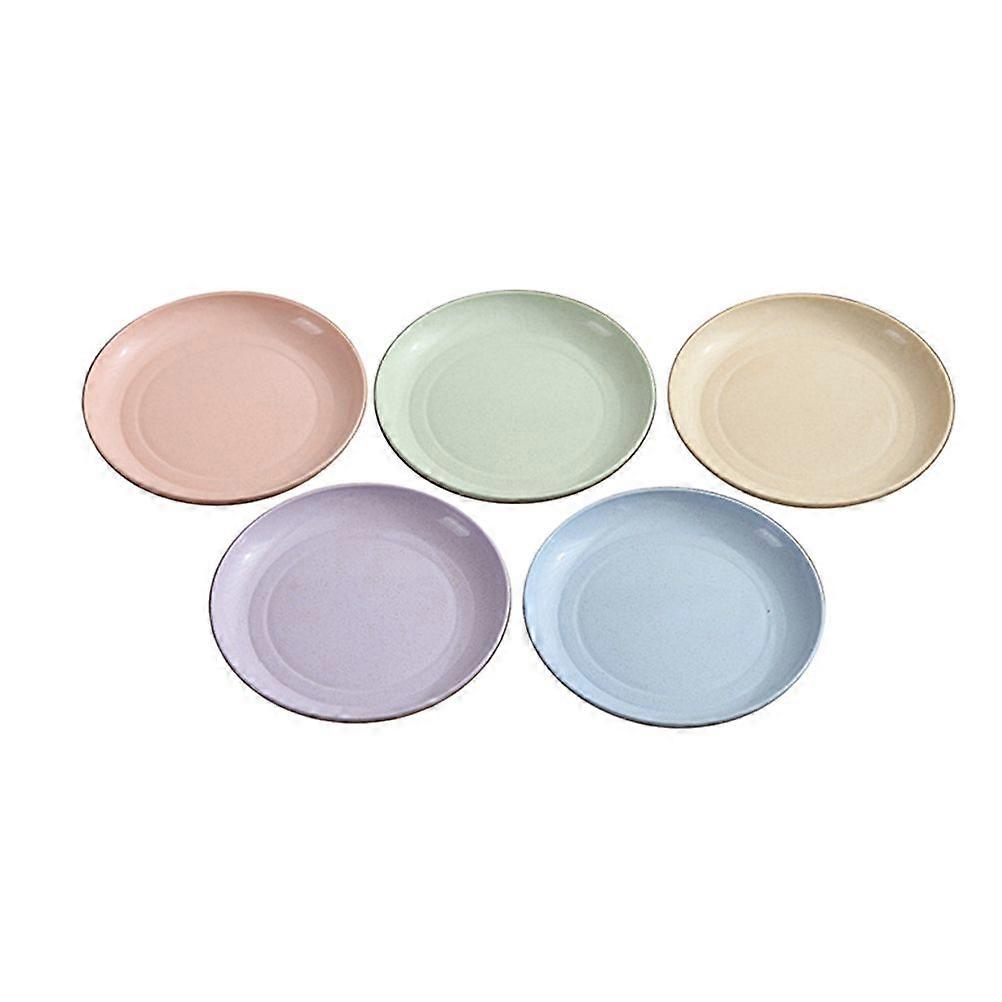 5pcs/set Wheat Straw Plates in Various Color Eco-Friendly Simple Dishes Safe Dinnerware