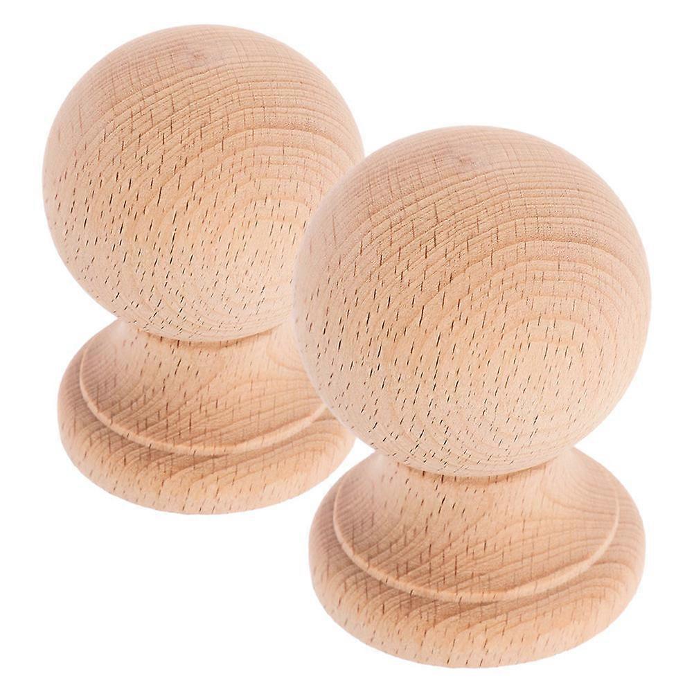 Wood Ball Finials Solid Hardwood Furniture Finials for DIY Crafts 4Pcs