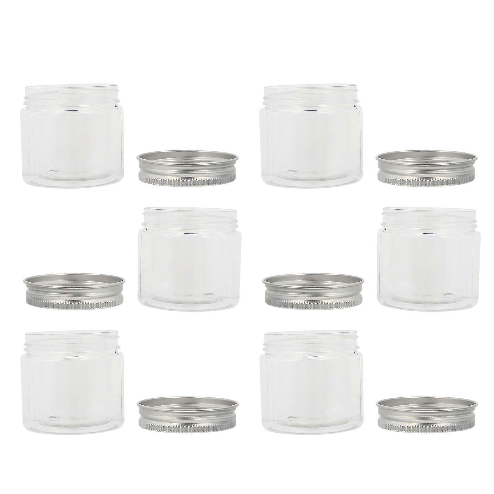 Cosmetic Containers Plastic Cream Jars for Storage 6Pcs Leak Proof Silver